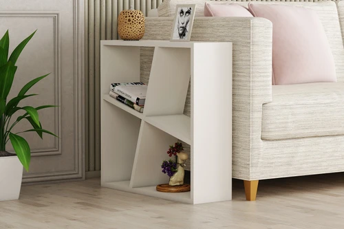 שידה שולחן צד דגם ירדן גוון לבן Tudo Design