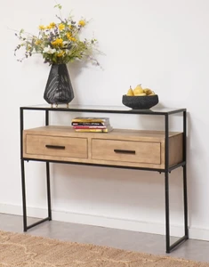 קונסולת כניסה 2 מגירות ומדף זכוכית TUDO DESIGN דגם רותם