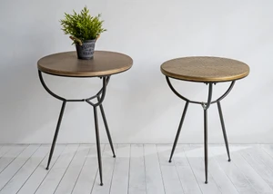 זוג שולחנות קפה בסיס מתכת דגם ברונו מבית Tudo Design