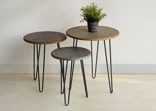 שלישיית שולחנות קפה ממתכת דגם מיטל מבית TUDO DESIGN