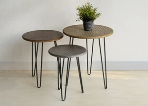 שלישיית שולחנות קפה ממתכת דגם מיטל מבית TUDO DESIGN