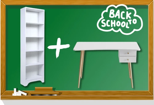 דגם אופיר - לוזאן הסט המושלם שולחן כתיבה ועבודה + כוננית ספריה רחבה Tudo Design טודו דיזיין  מבצע חזרה לבית ספר