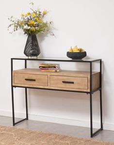 קונסולת כניסה 2 מגירות ומדף זכוכית דגם רותם TUDO DESIGN