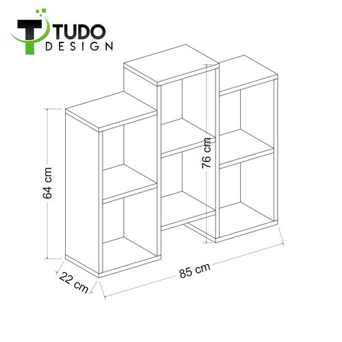 כוורת ספריה מעוצבת עם 6 תאים גוון אלון דגם Tudo Design FLEET