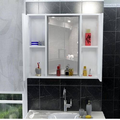 ארונית אמבטיה עם מראה דגם שרתון צבע לבן Tudo Design