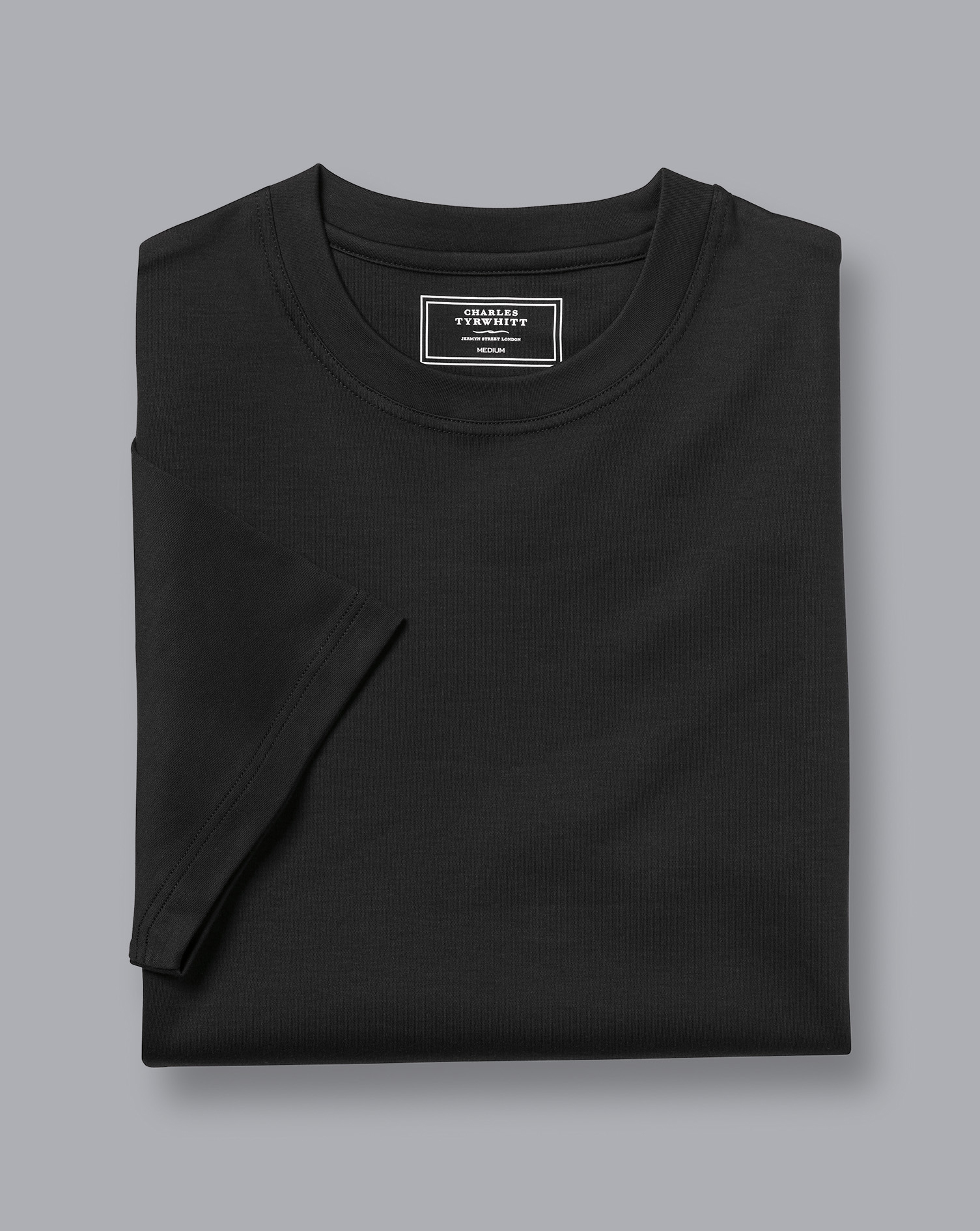 חולצת טי שירט כותנה שחורה Black Cotton Tyrwhitt T Shirt