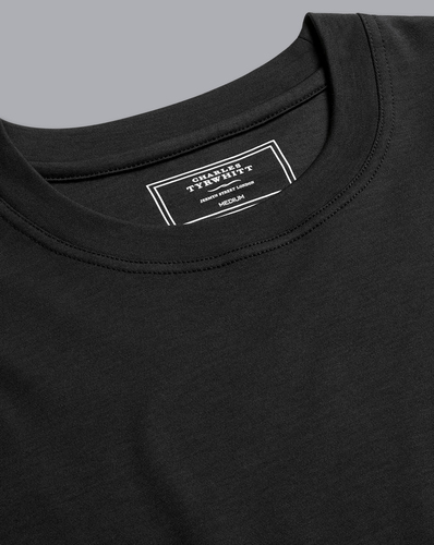 חולצת טי שירט כותנה שחורה Black Cotton Tyrwhitt T Shirt