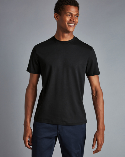 חולצת טי שירט כותנה שחורה Black Cotton Tyrwhitt T Shirt