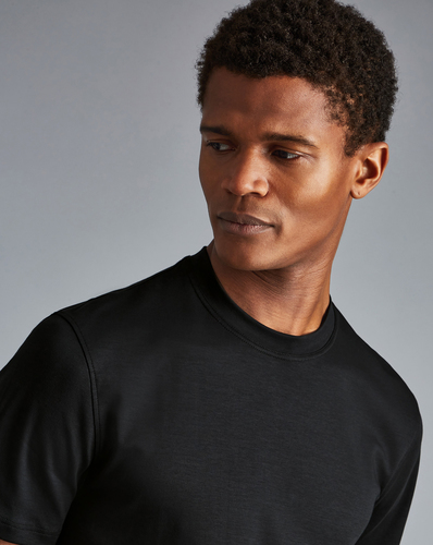 חולצת טי שירט כותנה שחורה Black Cotton Tyrwhitt T Shirt