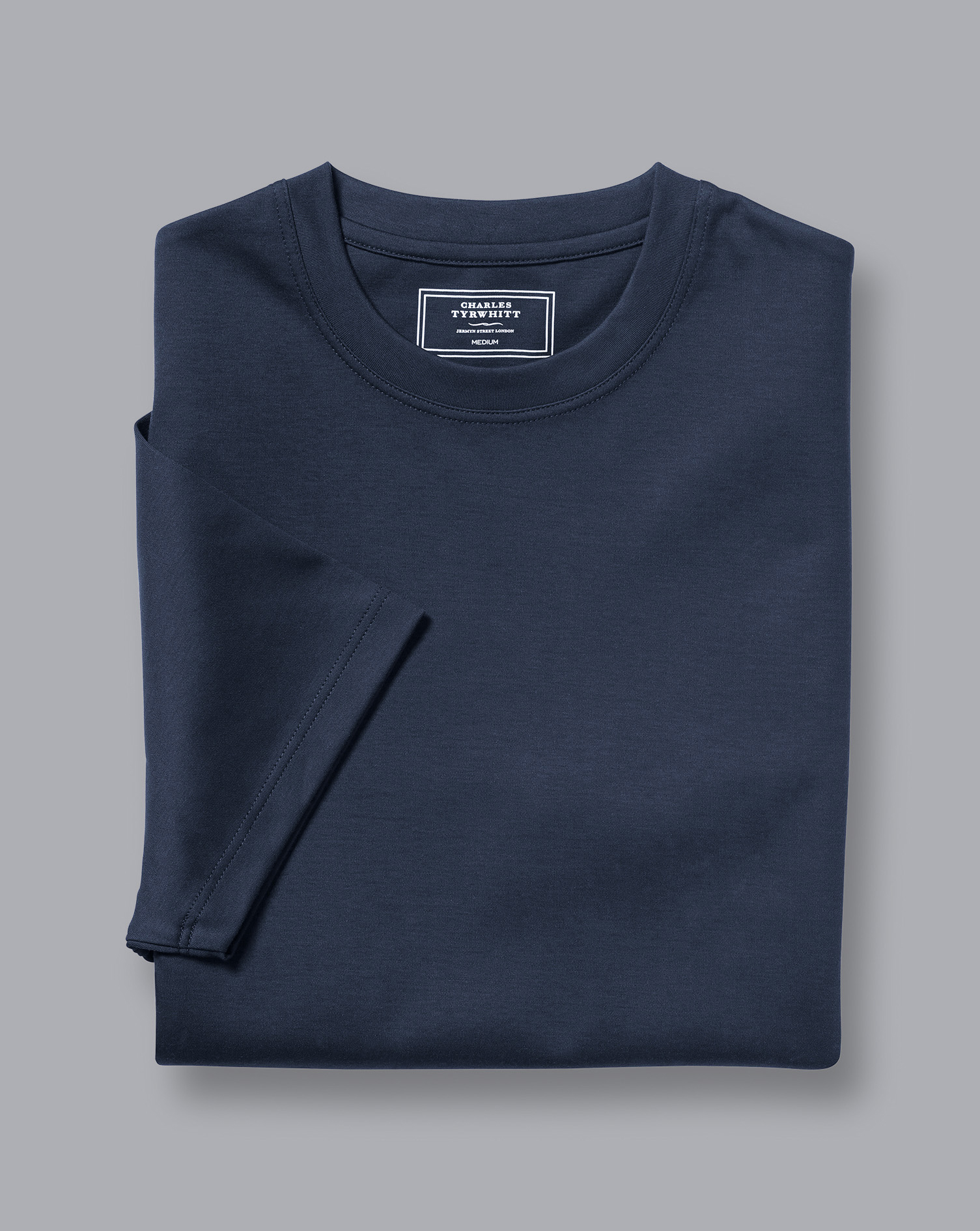 חולצת טי שירט כותנה כחולה - Navy Blue Cotton Jersey Tyrwhitt T Shirt