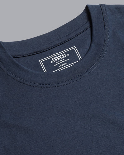 חולצת טי שירט כותנה כחולה - Navy Blue Cotton Jersey Tyrwhitt T Shirt