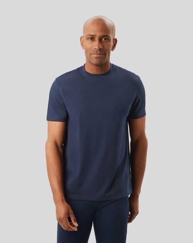 חולצת טי שירט כותנה לבנה - White Blue Cotton Jersey Tyrwhitt T Shirt