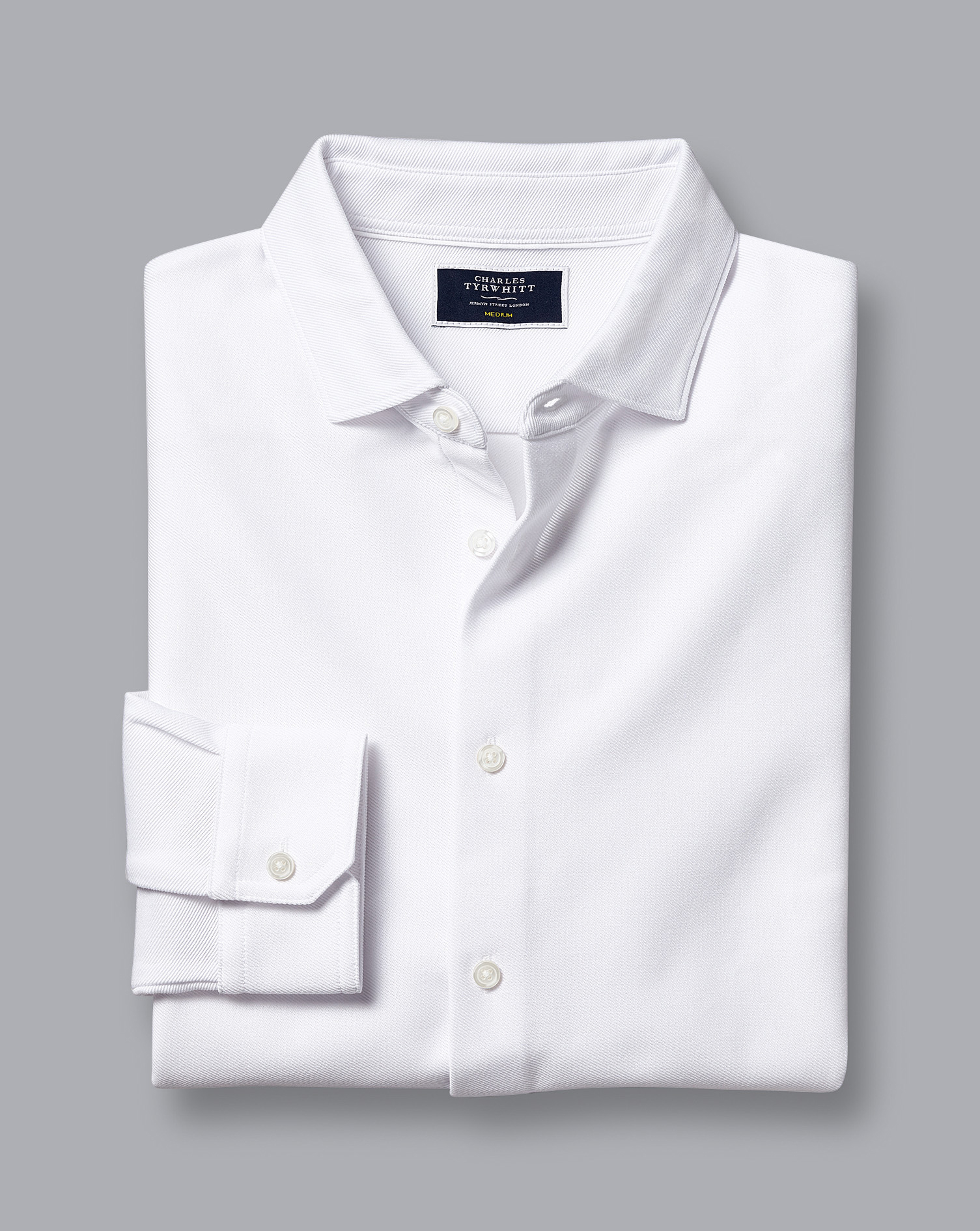 חולצת פולו לבנה טוויל שרוול ארוך - White Twill Long Sleeve Jersey Shirt