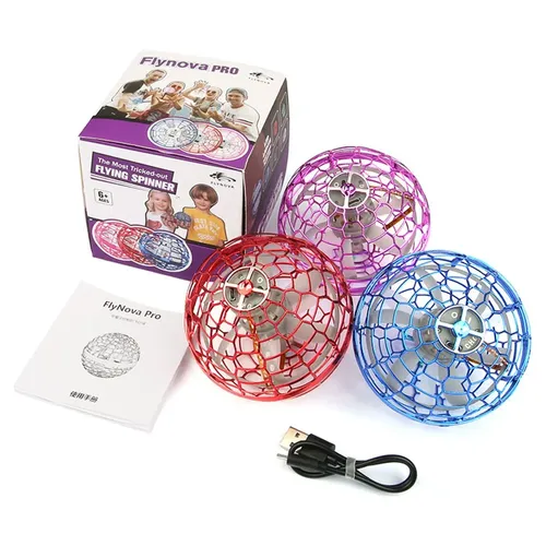 כדור סביבון מעופף עם אורות וטעינת USB - מגוון צבעים