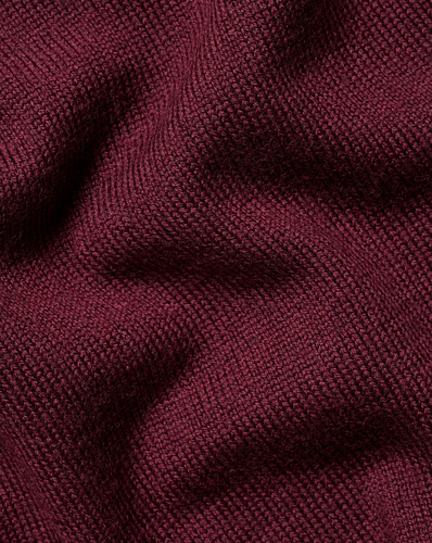 סוודר צמר רוכסן צבע יין Burgundy red pure merino zip neck jumper