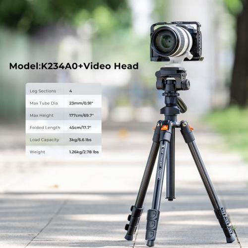 חצובת אלומיניום K&F K234A0 עם ראש וידאו