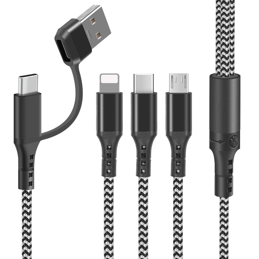 כבל טעינה אוניברסלי-USB/TYPE-C ל3 תקעים-אייפון/MICRO USB/TYPE-C.