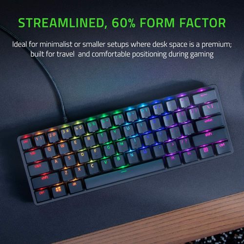 מקלדת גיימינג Razer Huntsman Mini   סוויצים סגולים  