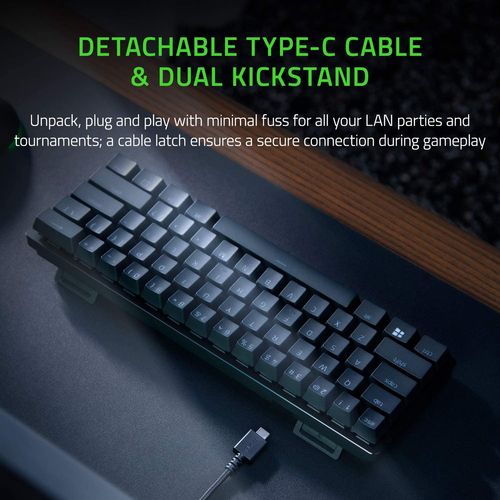מקלדת גיימינג Razer Huntsman Mini   סוויצים סגולים  