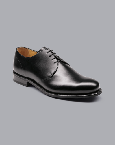 נעל אלגנטי שחורה - Black leather derby rubber sole shoe 