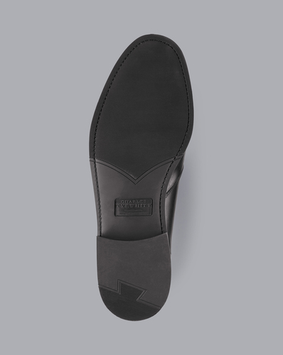 נעל אלגנטי שחורה - Black leather derby rubber sole shoe 