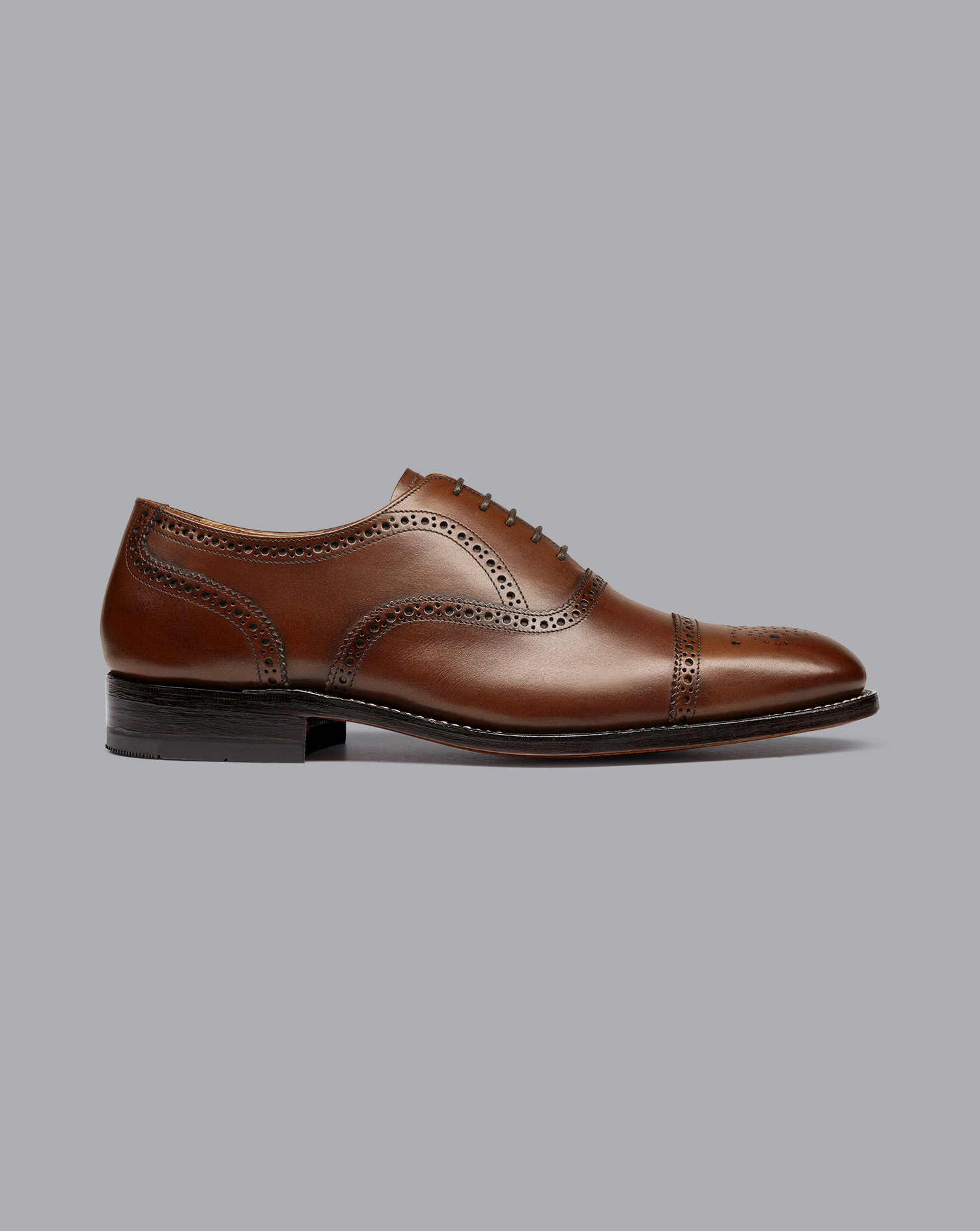 נעל אלגנטי חומה - Dark tan leather Oxford brogue shoe