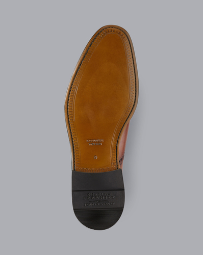 נעל אלגנטי חומה - Dark tan leather Oxford brogue shoe