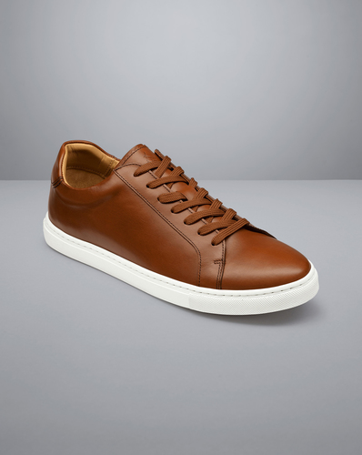 נעל ספורטיבית חומה -Dark tan leather trainer