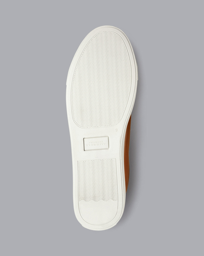 נעל ספורטיבית חומה -Dark tan leather trainer