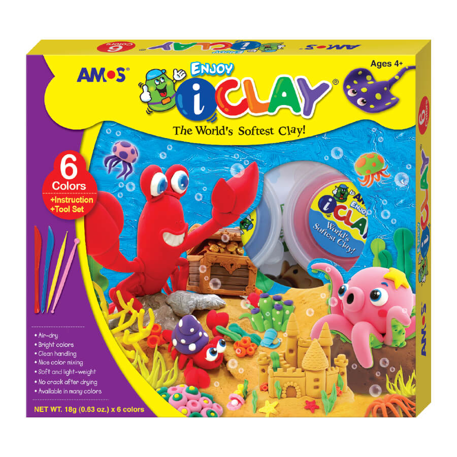 ערכת יצירה ופיסול עם חימר קל I-CLAY - חיות ים