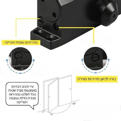 כיוון מחזיר דלת שמן הידראולי לנעילת דלתות באופן אוטומטי בעת פתיחת הדלת סדרה 300 של חברת ייל - YALE צבע: אפור כסוף