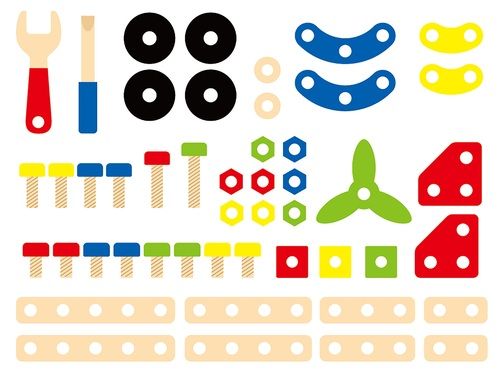   דלי 48 קוביות בנייה מעץ - ברגים ואומים ויגה