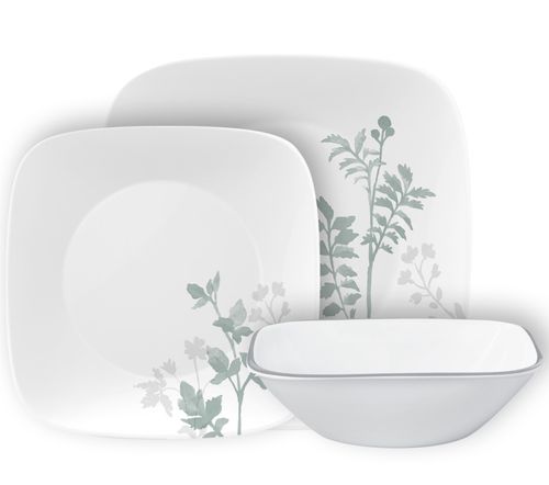 סט צלחות 18 חלקים מרובע קורנינג אמאלי | Corning Ware Amalie