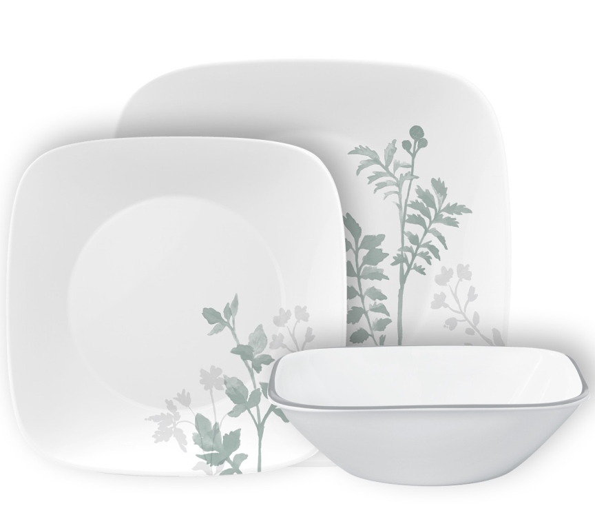 סט צלחות 18 חלקים מרובע קורנינג אמאלי | Corning Ware Amalie