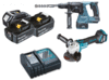 משחזת "5 דגם DGA513 + פטישון DHR242 כולל 3 סוללות 6AH מבית MAKITA