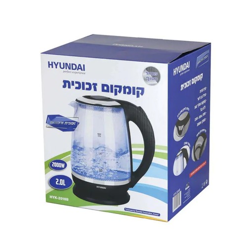 קומקום זכוכית 2 ליטר ECO EURO HYK-2018B - שחור