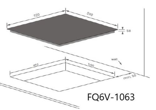 כיריים קרמיות 4 אזורי בישול FQ6V-1063 TOUCH SOL חד או תלת פאזי