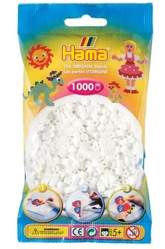 שקית 1000 חרוזי גיהוץ - לבן פנינה