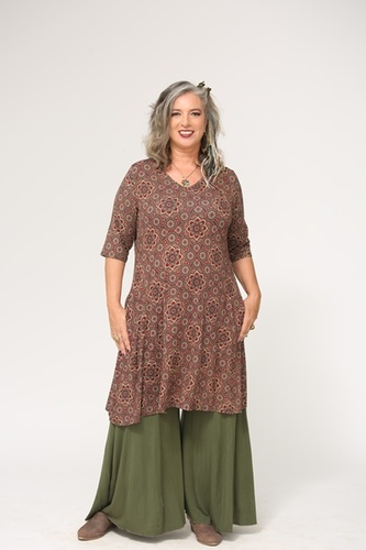 שמלת שני שרוול 3/4 מודפסת  plus size