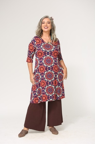 שמלת שני שרוול 3/4 מודפסת  plus size