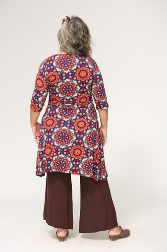 שמלת שני שרוול 3/4 מודפסת  plus size