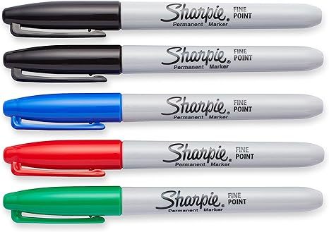 5 טושים צבעוניים SHARPIE PERMANENT , עובי FINE