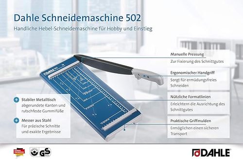 גיליוטינה סכין מקצועית A4 דגם 502 מבית DAHLE (גרמניה)