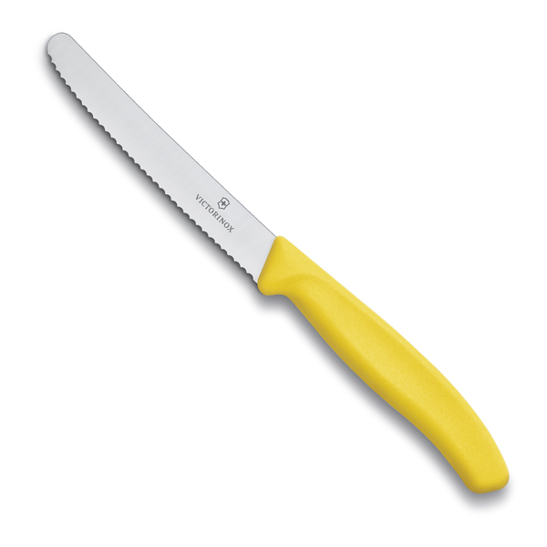 סכין ירקות שוויצרית  משוננת עגולה 10 ס"מ צהוב VICTORINOX דגם 6.7836.L118