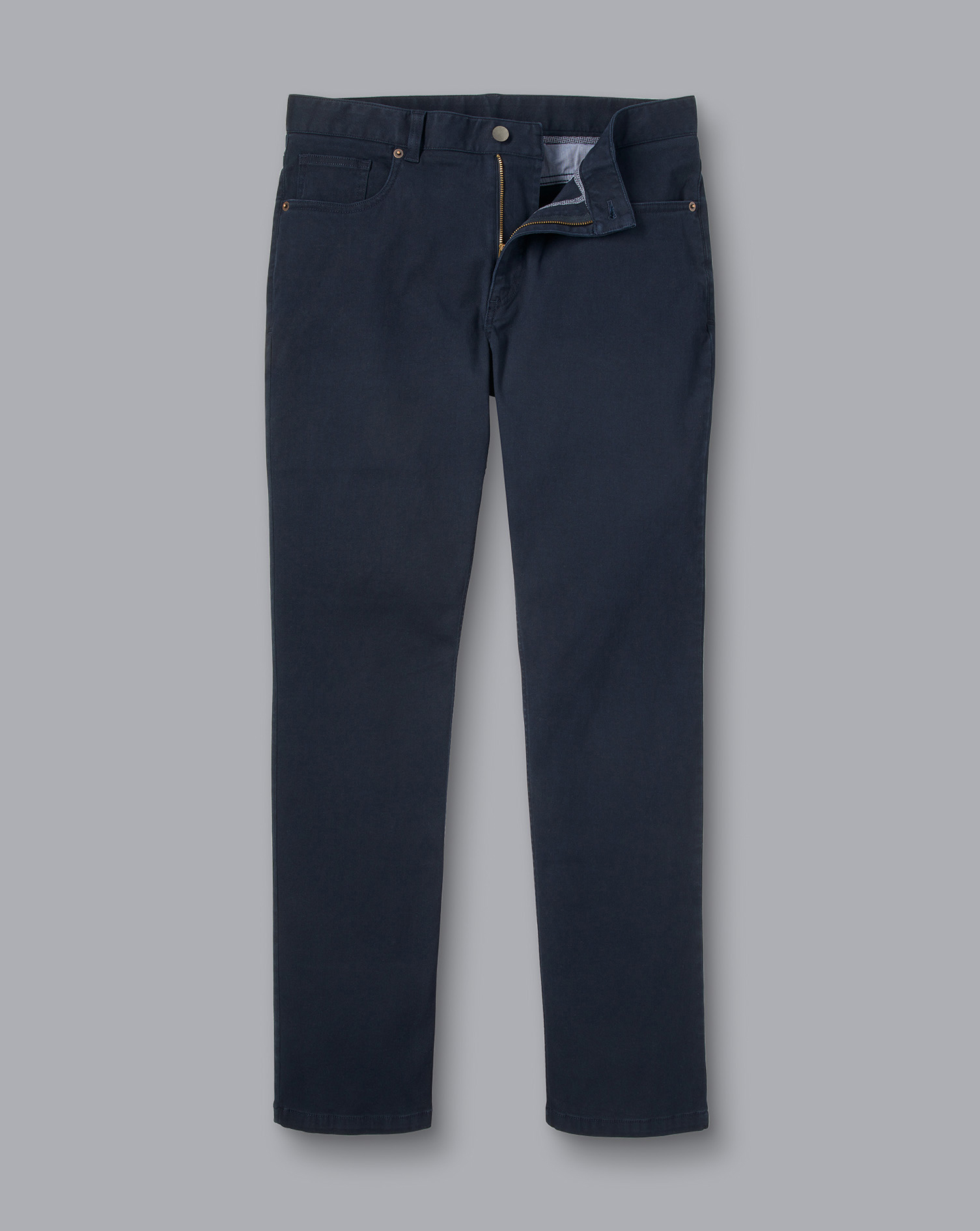 מכנסי כותנה כחולות - Navy Washed Texture Slim Fit 5 Pocket Trousers