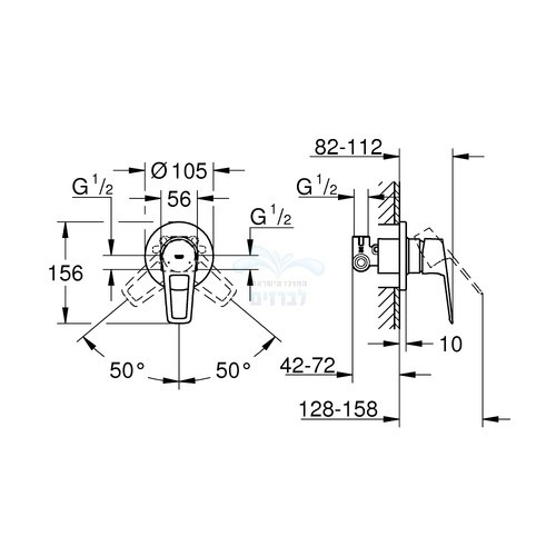 BAUFLOOP | סט אינטרפוץ קומפלט 3 דרך BAU LOOP Grohe 29042001 | כרום ניקל ...
