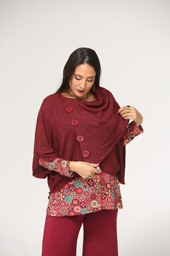פונצ'ו קצר כפתורים plus size