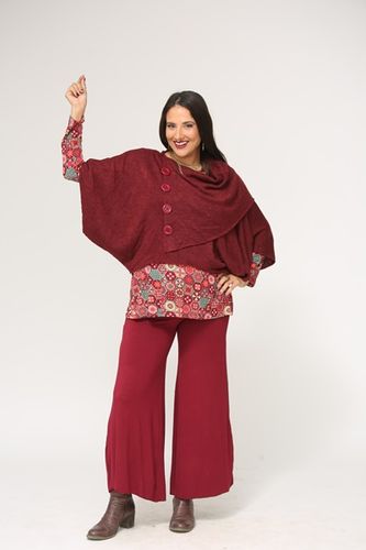 פונצ'ו קצר כפתורים plus size