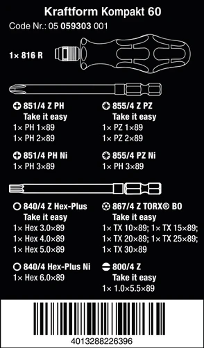 סט מברגים צבעוני 05059303001 Wera KK 60 Toll Finder
