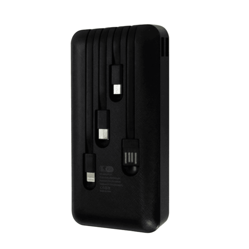 סוללת גיבוי 20000MAH כולל כבלים מובנים לטעינה 